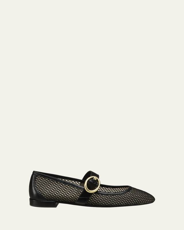 Arabella Net Mary Jane Ballerina Flats